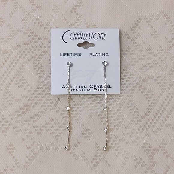 NEW Silver Plated Clear Crystal Long Drop Dangle Earrings Fashion Jewelry Gifts - Picture 4 of 4